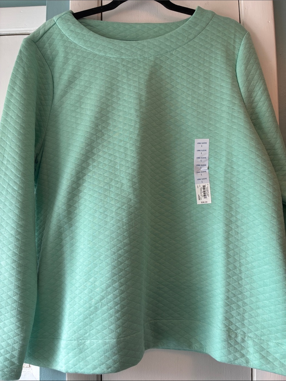 croft & barrow Mint Quilted Crewneck Sweatshirt